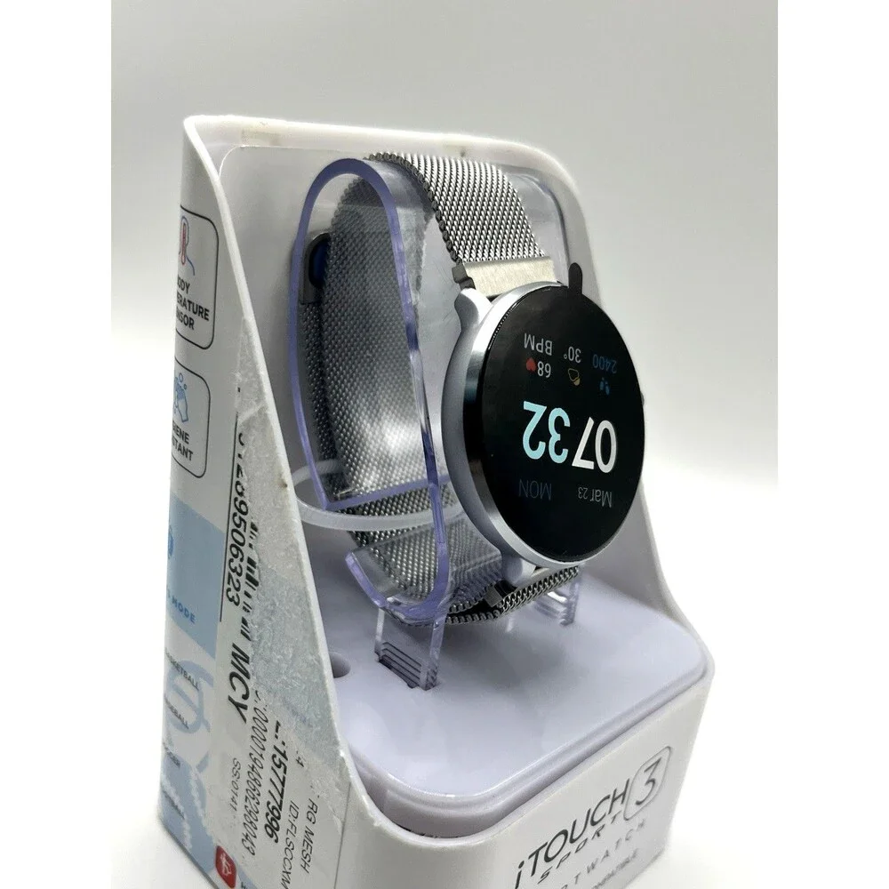 iTouch Sport 3 Smartwatch Silver Mesh Heart Rate Fitness Tracker New - New